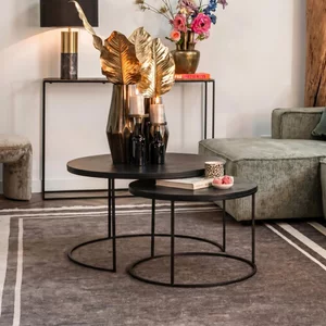 View Bolder black 2 tier round coffee tables