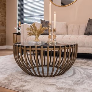 View Volante glass and gold round coffee table View Volante glass and gold round coffee table