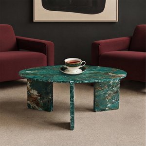 View Halo coffee table - round - amazon green - marble effect