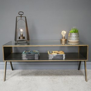 View Coffee table - antique gold - glass and metal