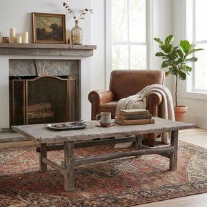 View Unique one of a kind - coffee table - rustic grey - distressed wood