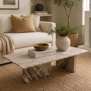 View Carrara coffee table - low - sand - marble