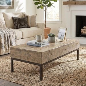 View Unique one of a kind - coffee table - natural and black - elm wood and metal
