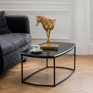 View Magra coffee table - oval - black - marble and metal