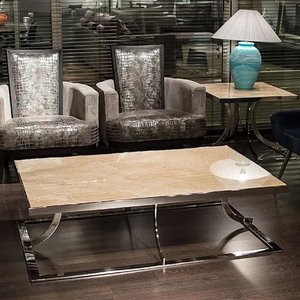 View Aurora coffee table - marble with stainless steel base - variation available