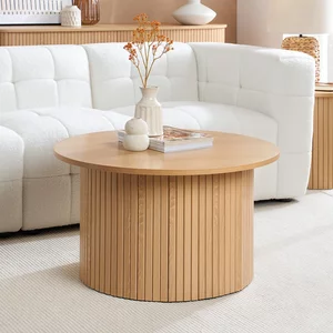 View Axel round coffee table - oak fluted View Axel round coffee table - oak fluted