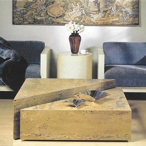 View Box coffee table - hi-lo marble on casters - variation available