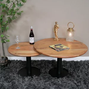 View Coffee table - round - mango wood - set of 2 View Coffee table - round - mango wood - set of 2
