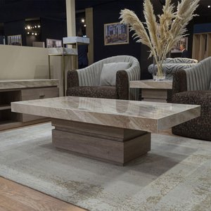 View Goya coffee table - marble top - 120cm with pedestal base - variation available