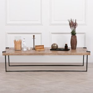 View Industrial style mango wood and metal coffee table - large