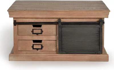 View Irondale coffee table - mango wood - square - storage View Irondale coffee table - mango wood - square - storage