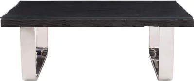 View Kerala coffee table - black glass with silver base