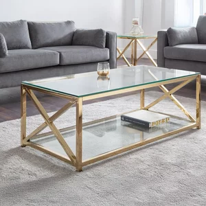 View Miami coffee table - 120cm - glass and gold