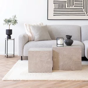View Prague coffee table - set of 2 - beige marble effect View Prague coffee table - set of 2 - beige marble effect