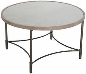 View Mango wood - coffee table - round - with metal base