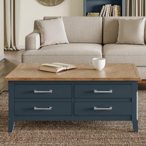 View Signature blue trunk coffee table - 4 drawer