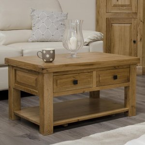 View Deluxe coffee table - 2 drawer - oak View Deluxe coffee table - 2 drawer - oak