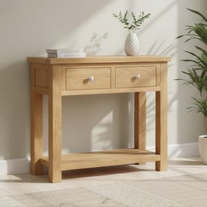 View Appleby console table - 2 drawer - small - oak