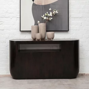 View Gabelle console table - oval - dark bamboo wood