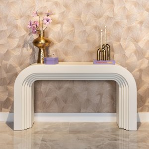 View Bloomstone white lime plaster console table