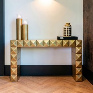 View Collada brass cladded console table
