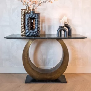 View Luna black marble top console table