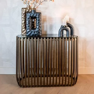 View Volante glass and gold console table