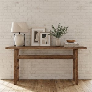 View Console table - narrow - rustic natural - pine wood