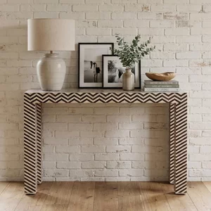 View Vicenza console table - chevron - white - bone inlay