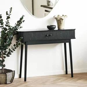View Nikko fluted console table - 2 door - tapered legs - black