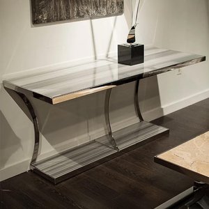 View Aurora console table - marble with stainless steel base - variation available