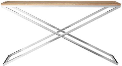 View Holland console table - oak and silver metal
