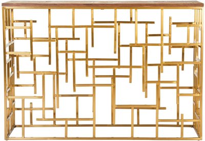 View Jana console table - wood with gold metal