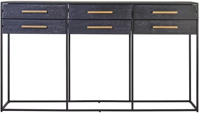 View Judd console table - black oak - 6 drawer