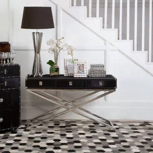 View Kensington townhouse console table - 3 drawer - black faux fur