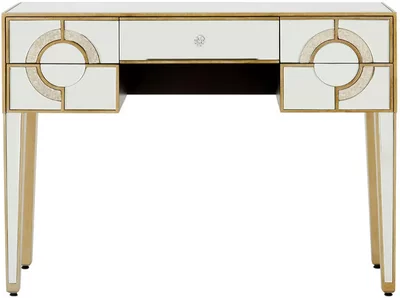 View Knightsbridge console table - 5 drawer - mirrored with gold trim