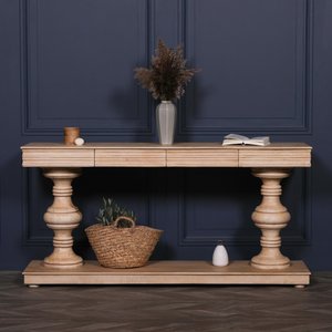 View Mango wood console table - 2 drawer - large View Mango wood console table - 2 drawer - large