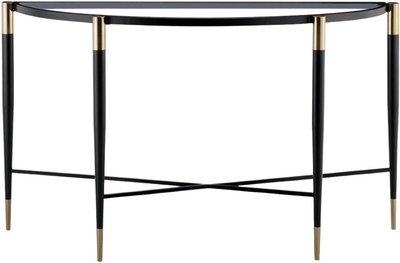 View Harlinne console table - clear glass and black - half moon