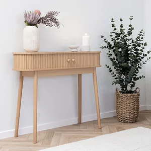View Nikko console table - 2 door - curved - fluted - pine wood