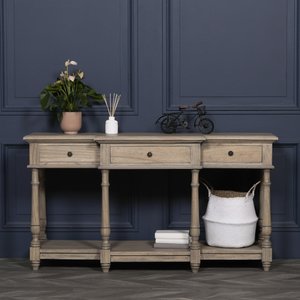 View Rustic breakfront console table - 3 drawer