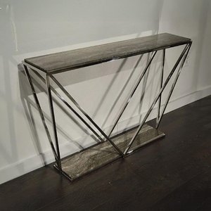 View Spyder console table - marble and clear glass - variation available