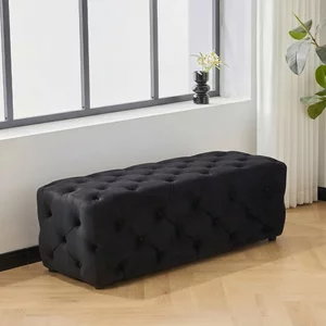 View Alea hall bench - black velvet fabric