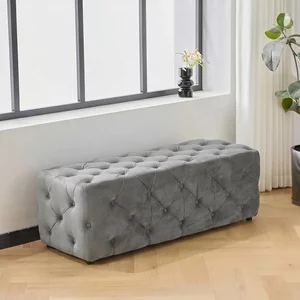 View Alea hall bench - grey velvet fabric
