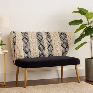 View Cefena bench - moroccan - white and black fabric with backrest