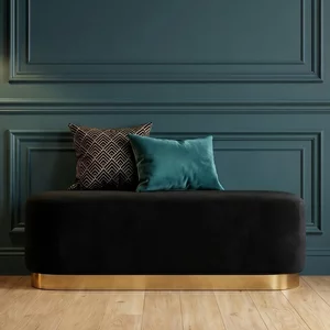 View Hartford bench - black velvet fabric
