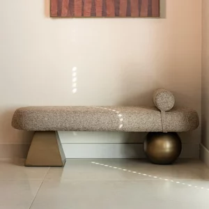 View Geneva hall bench - brown - fabric and metal