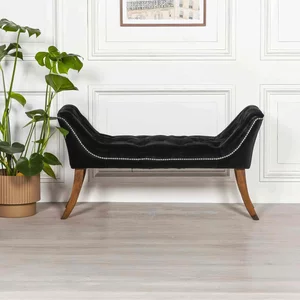 View Hall bench - black velvet fabric