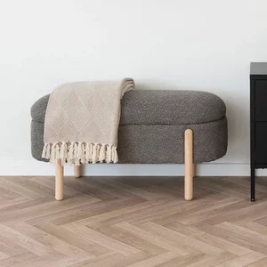 View Branca bench - brown fabric - oval - storage View Branca bench - brown fabric - oval - storage