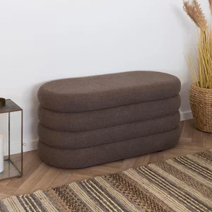 View Dartford bench - brown boucle fabric - oval - storage View Dartford bench - brown boucle fabric - oval - storage