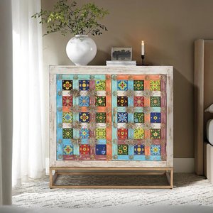 View Zarephath cabinet - white washed - mango wood - 2 door